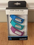 3-PACK Garmin Vivofit Bands Purple, Teal & Blue, Size Large. Fixed Price $9.99.